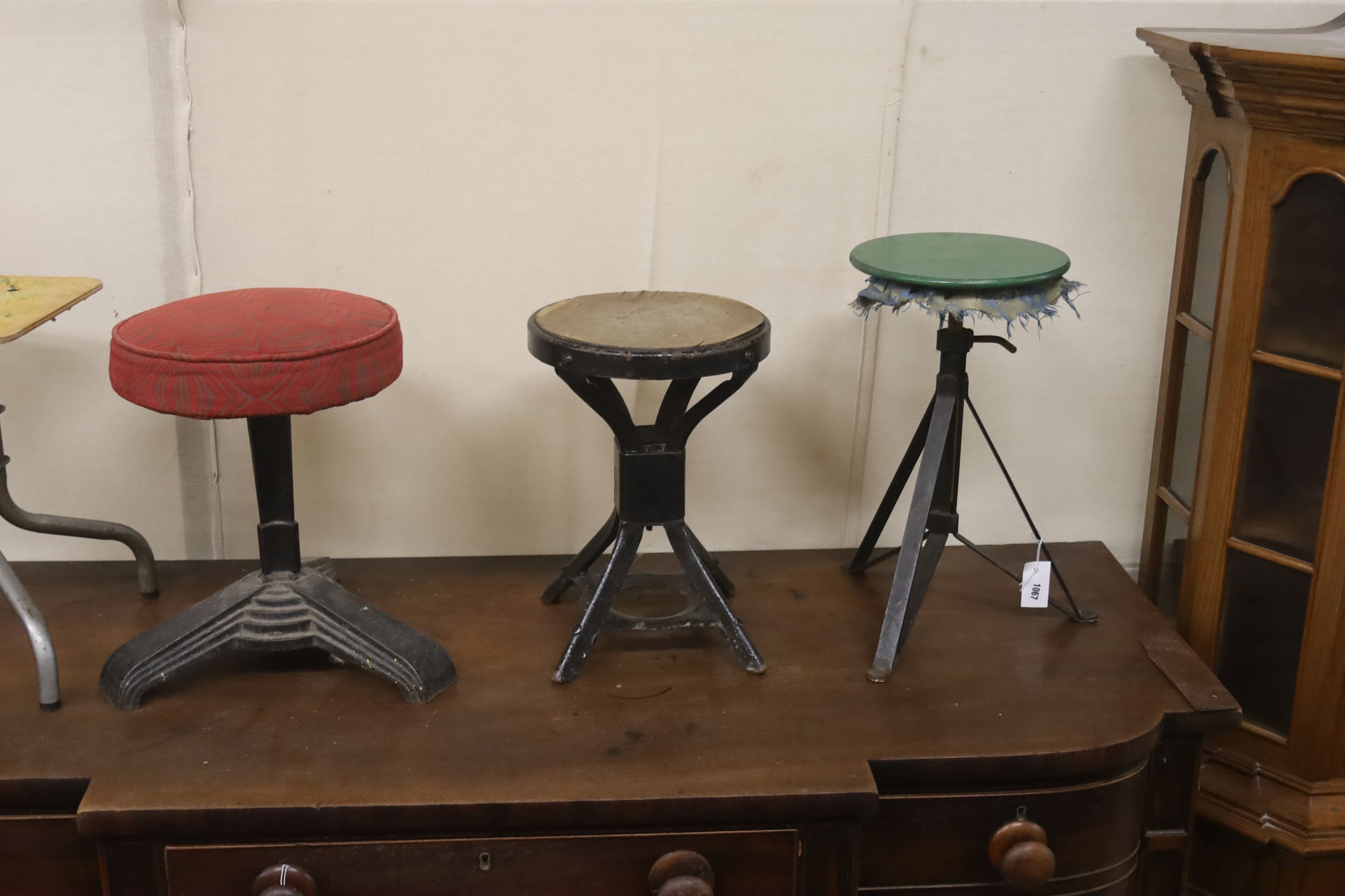 Four industrial style stools